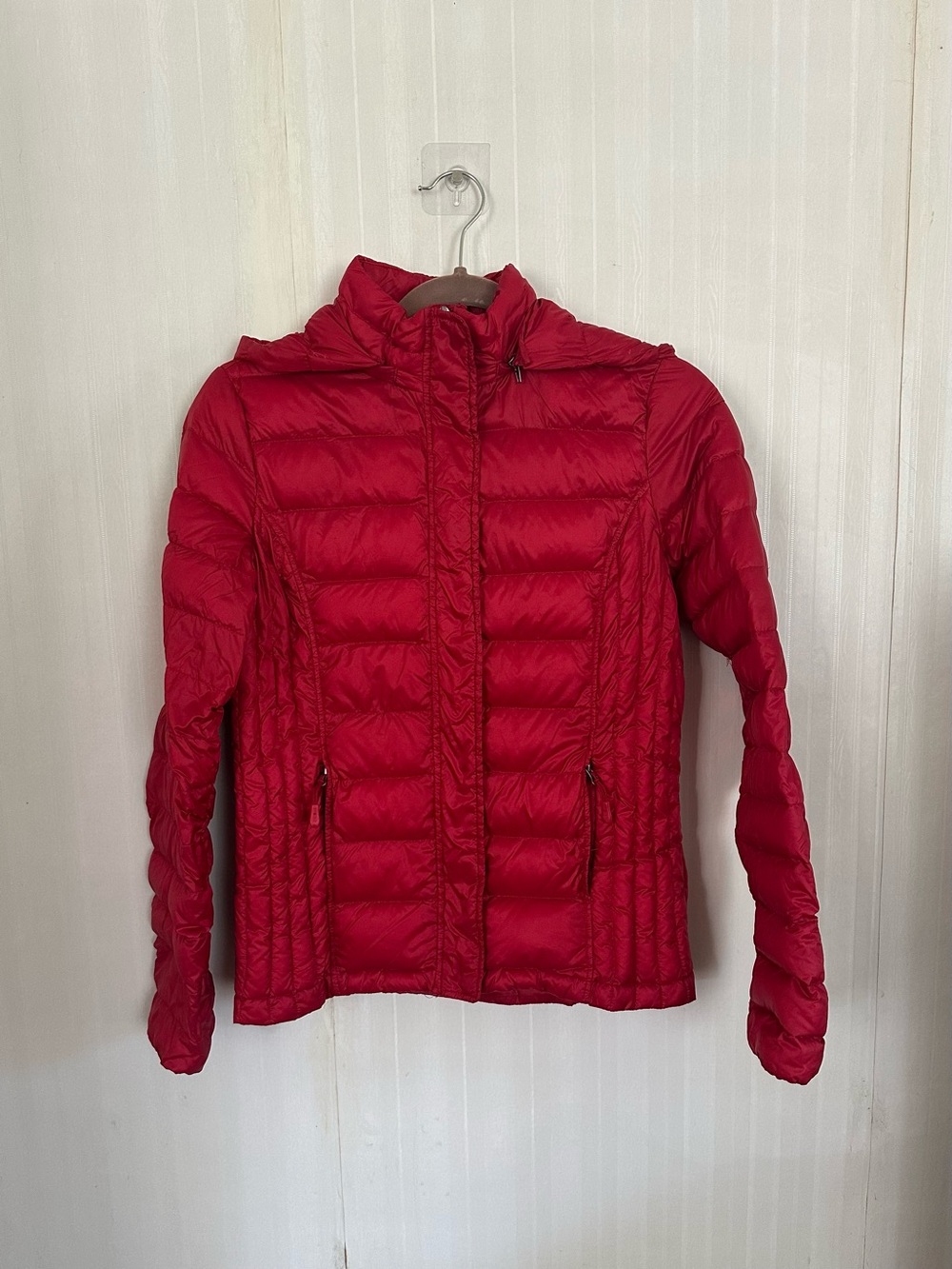 32 Degrees Heat Carmine Red Packable Puffer Jacket Detachable Hood